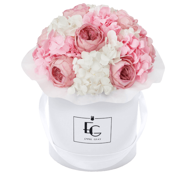 Splendid Peony Mix Infinity Rosebox | Bridal Pink & Pure White | S