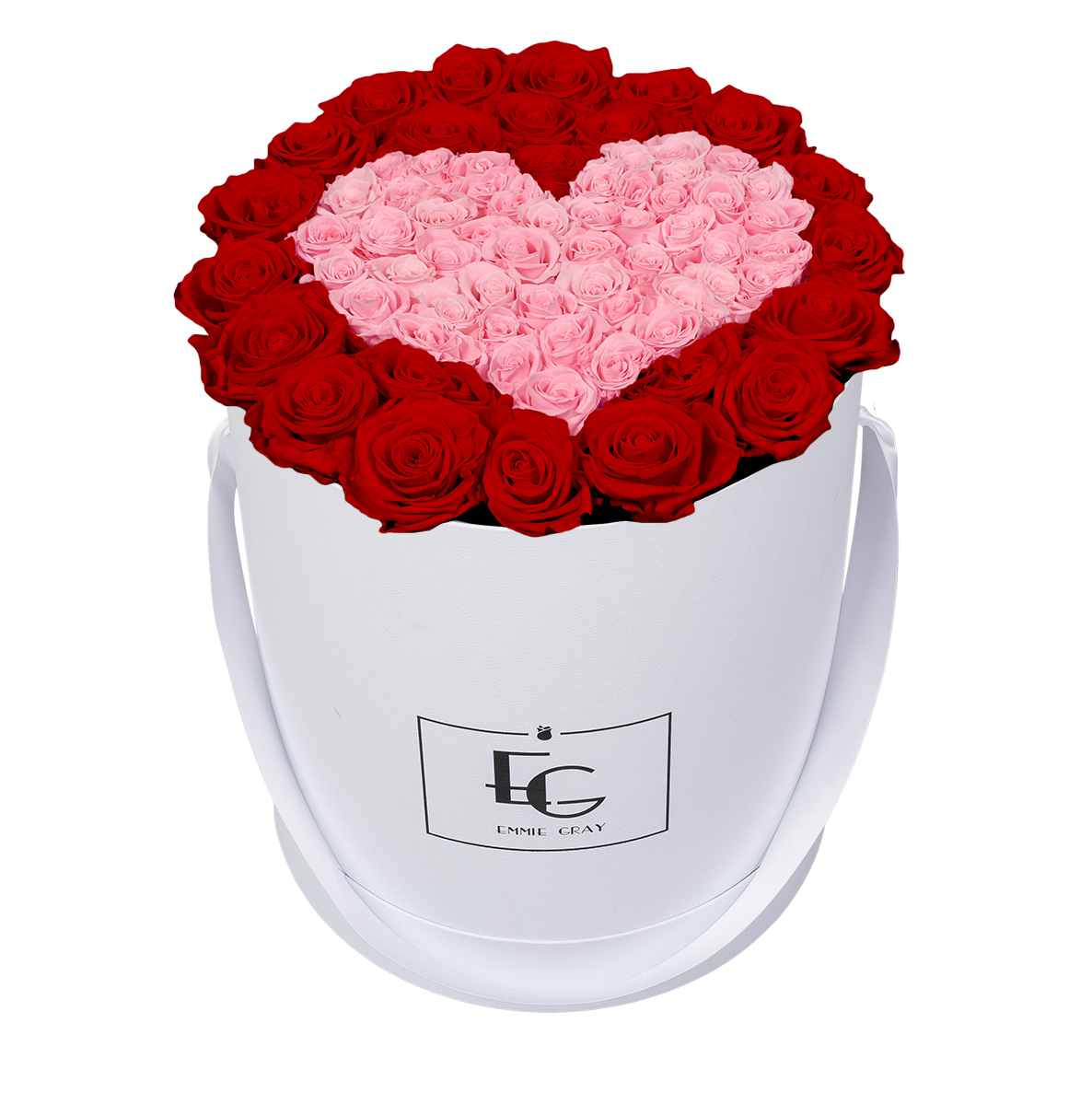 HEART SYMBOL INFINITY ROSEBOX | VIBRANT RED & BRIDAL PINK | L