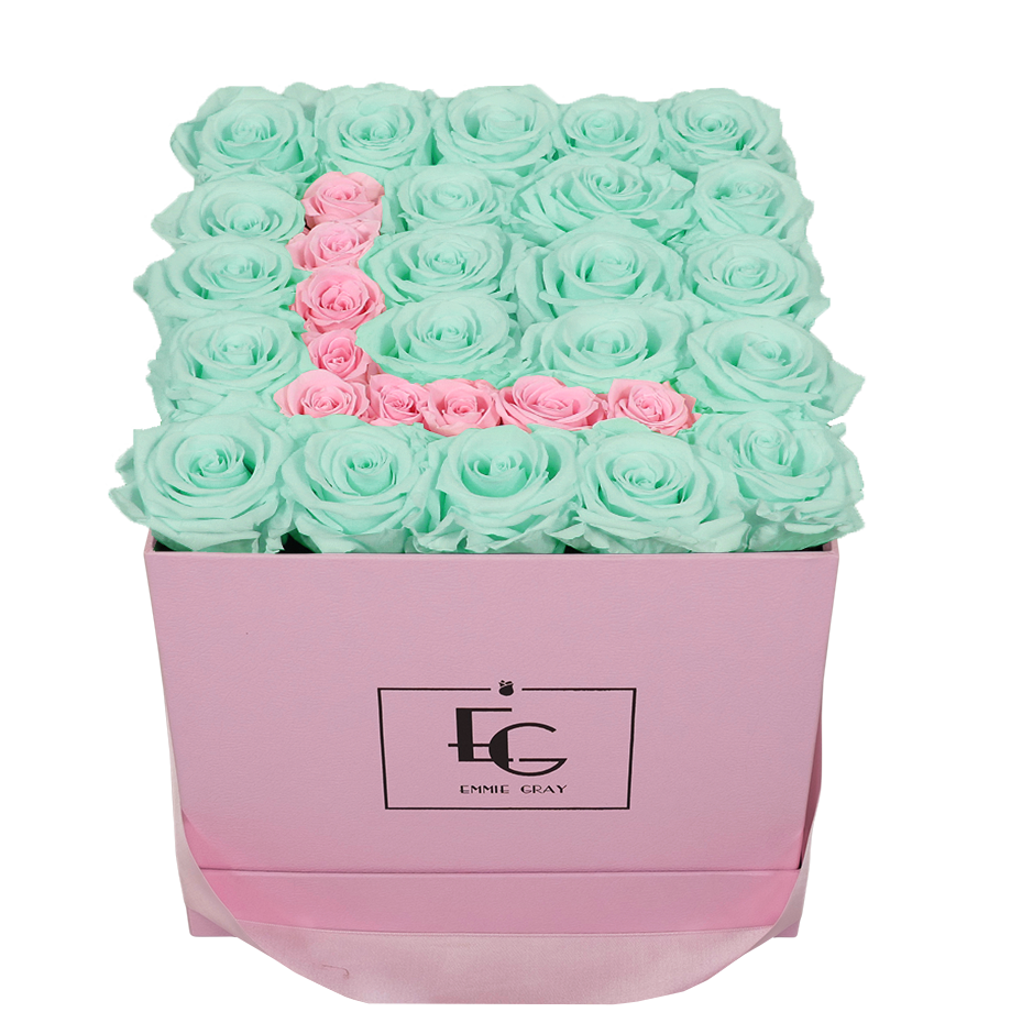 LETTER INFINITY ROSEBOX | MINTY GREEN & BRIDAL PINK | M