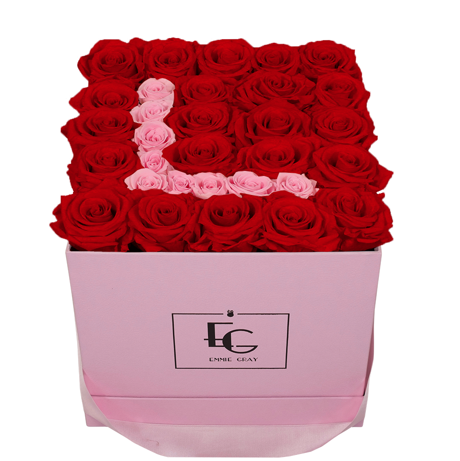 LETTER INFINITY ROSEBOX | VIBRANT RED & BRIDAL PINK | M