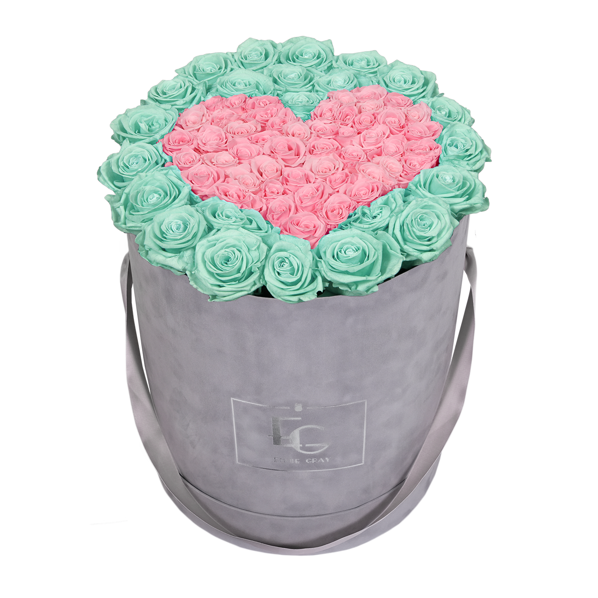 HEART SYMBOL INFINITY ROSEBOX | MINTY GREEN & BRIDAL PINK | L