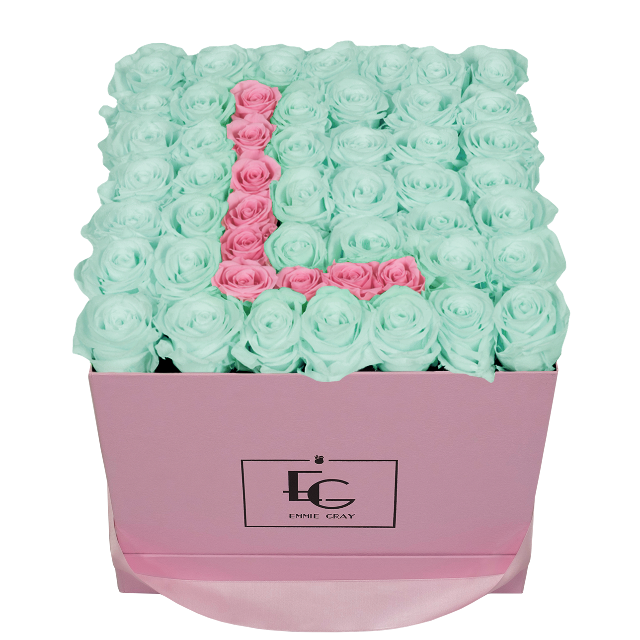 LETTER INFINITY ROSEBOX | MINTY GREEN & BRIDAL PINK | L
