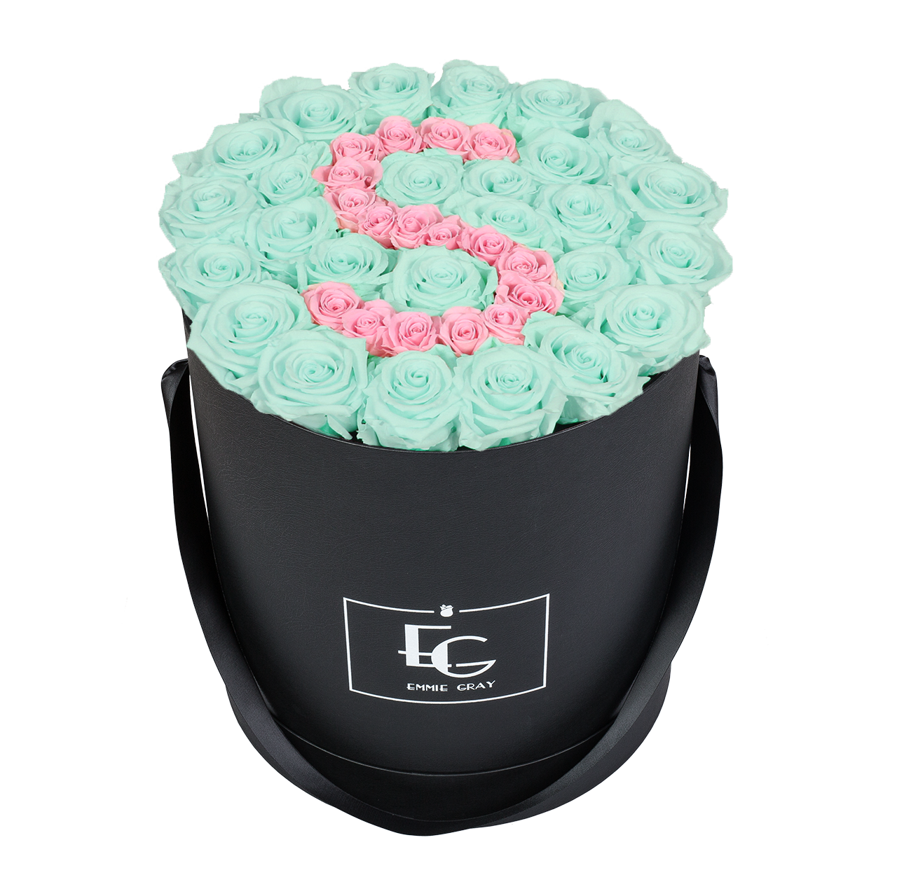 LETTER INFINITY ROSEBOX | MINTY GREEN & BRIDAL PINK | L