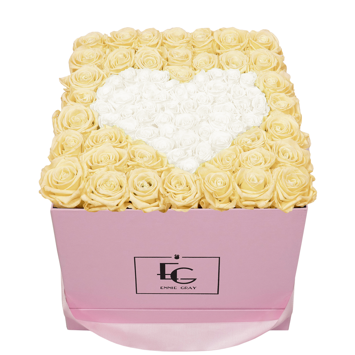 HEART SYMBOL INFINITY ROSEBOX | CHAMPAGNE & PURE WHITE | L