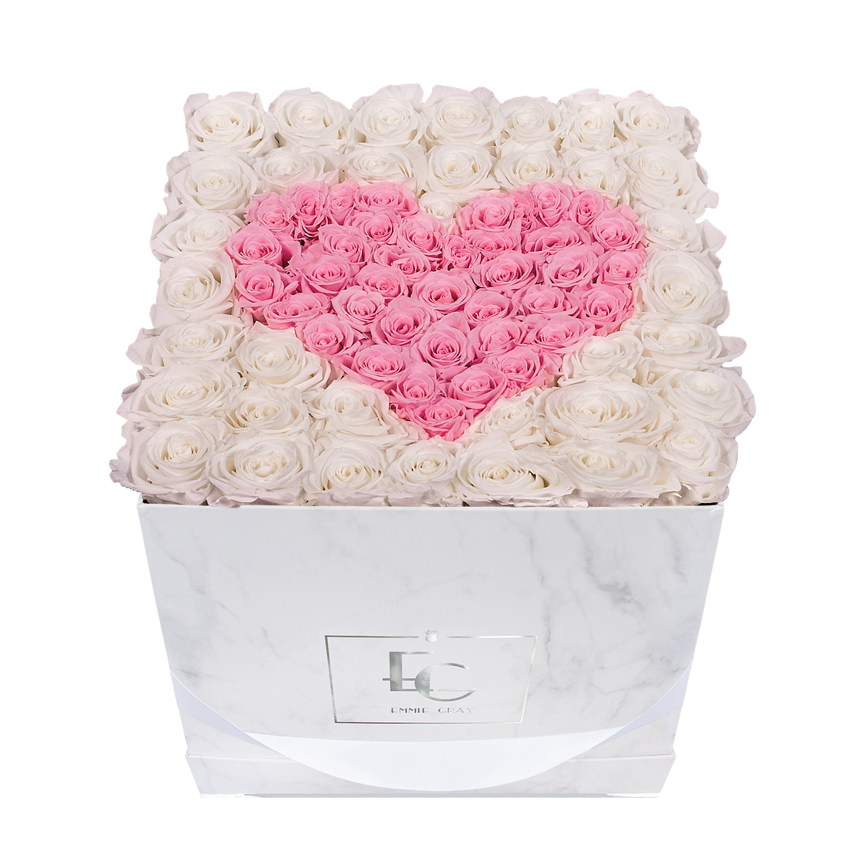 Heart Symbol Infinity Rosebox | Pure White & Bridal Pink | L