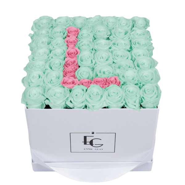 LETTER INFINITY ROSEBOX | MINTY GREEN & BRIDAL PINK | L