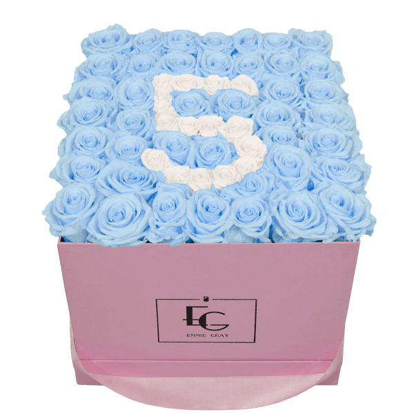 NUMBER INFINITY ROSEBOX | BABY BLUE & PURE WHITE | L