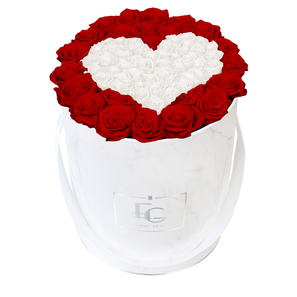 Heart Symbol Infinity Rosebox | Vibrant Red & Pure White | L