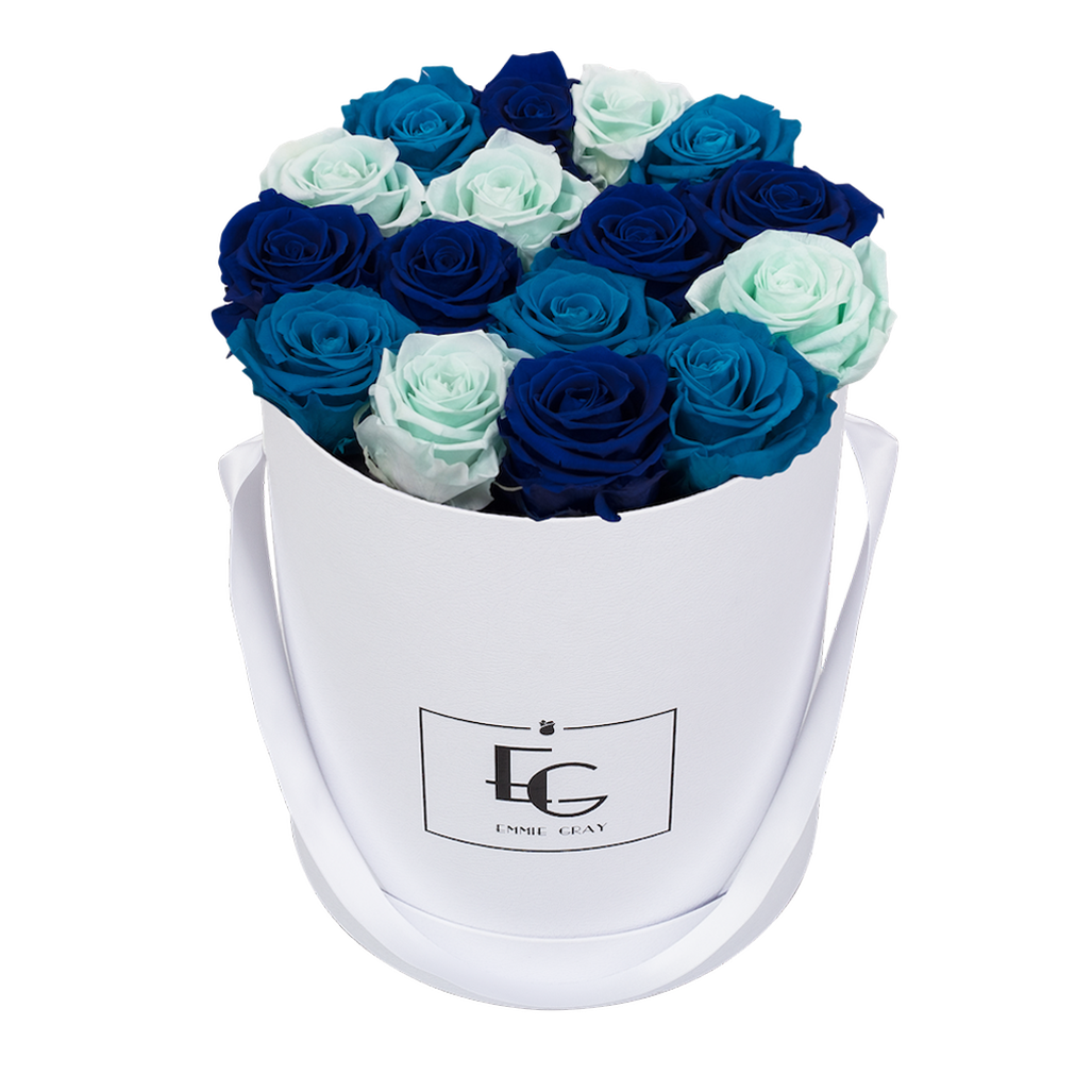 MIX INFINITY ROSEBOX | OCEAN BLUE & MINTY GREEN & AQUAMARINE | M