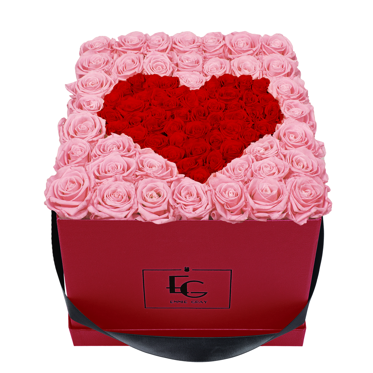 HEART SYMBOL INFINITY ROSEBOX | BRIDAL PINK & VIBRANT RED | L