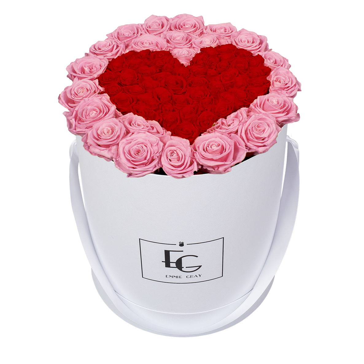 HEART SYMBOL INFINITY ROSEBOX | BRIDAL PINK & VIBRANT RED | L