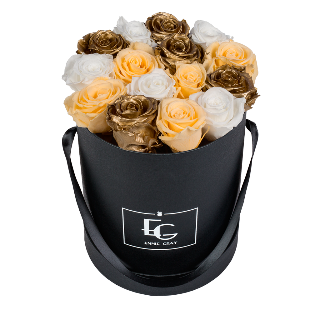 MIX INFINITY ROSEBOX | PURE WHITE, GOLD & CHAMPAGNE | M